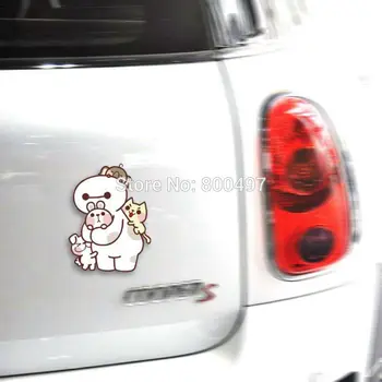 

10 x Car styling Big Hero 6 Baymax with Cat Dog Elephant Body Stickers Car Decal for Chevrolet Volkswagen Kia Lada Mazda Ford VW