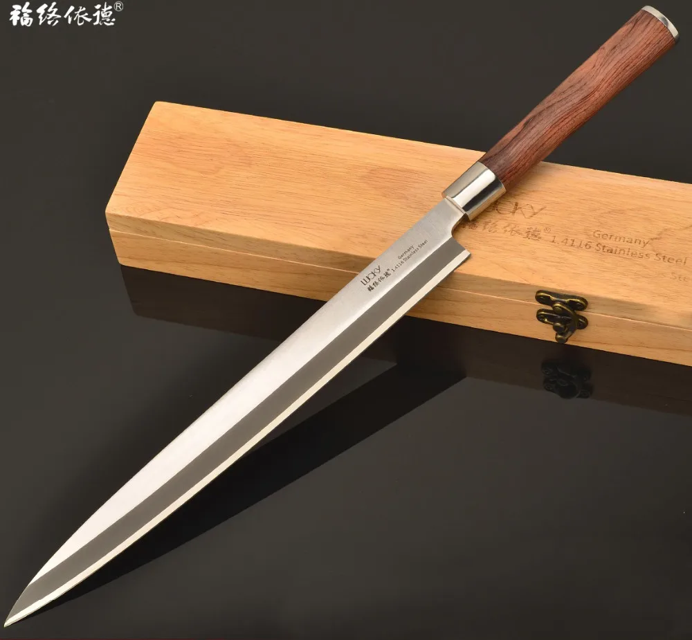 

12''(300mm) Left Hand Sushi Knife Professional Japanese Yanagi Germany 1.4116 Steel Blade Raw Fish Slicer Sashimi Making 9.3.W