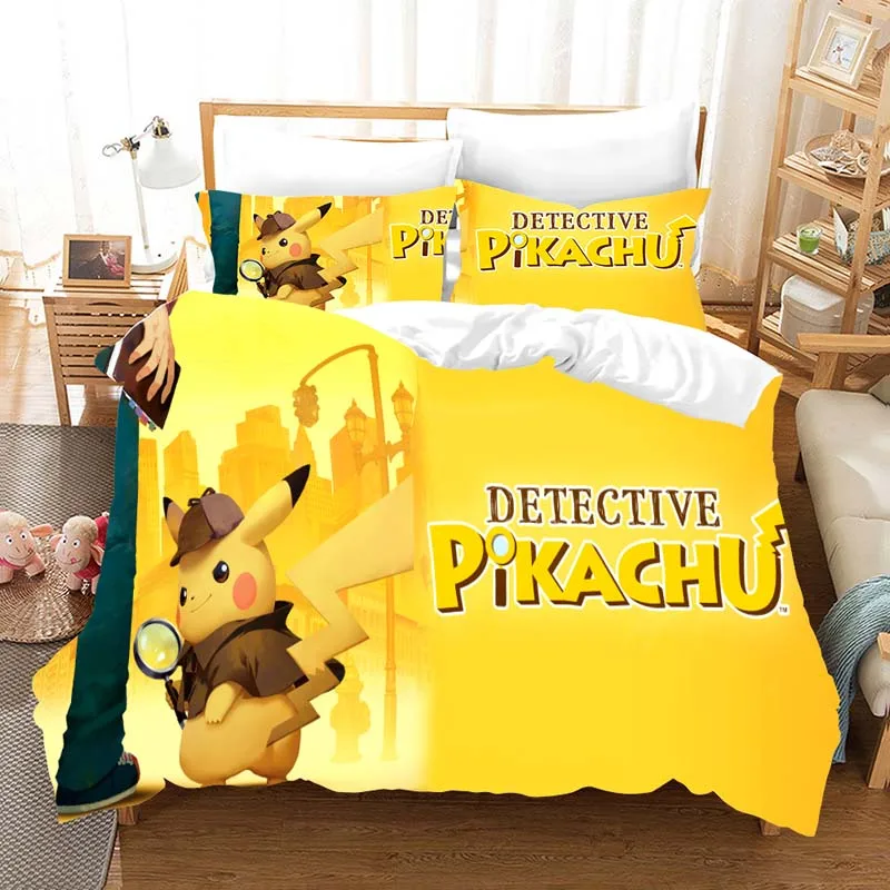 Pokemon Cartoon anime 3d bedding set Duvet Covers Pillowcases pikachu 3pcs Anime comforter bedding sets bedclothes bed linen - Цвет: 5