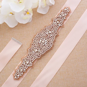 

Rhinestones Wedding Belt Diamond Wedding Sash Rose Gold Crystal Bridal Belt For Bridesmaid Bridal Dresses A124RG