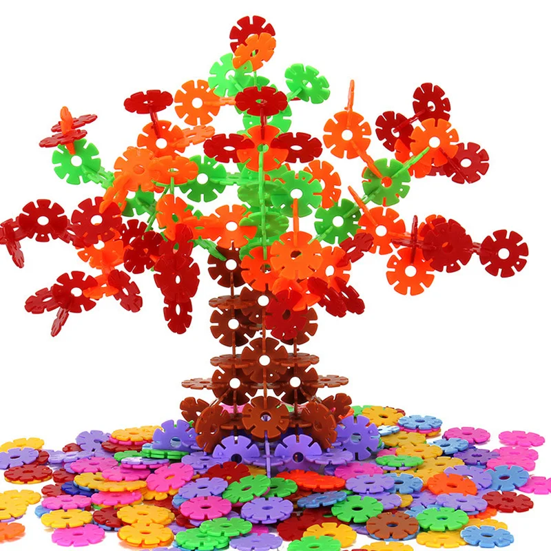Goede 100 Stks set Early Educatief Kids Blokken Speelgoed ABS Materialen DIY Snowflake Bouwsteen Bakstenen Assembleren Kinderen Gift
