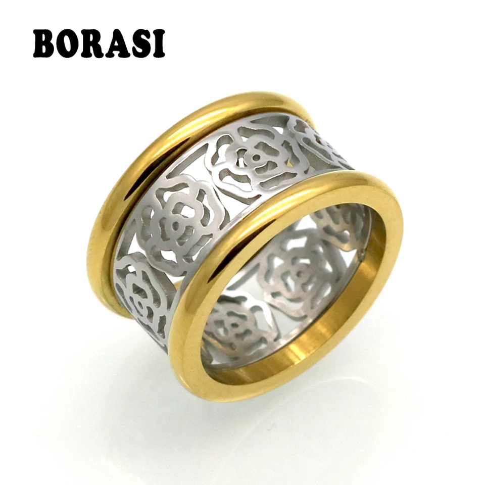 

Fashion Jewelry Stainless Steel Gold & Silver Love Brand Flower Rings For Women Bague Female Engagement Wedding Finger Ring Anel