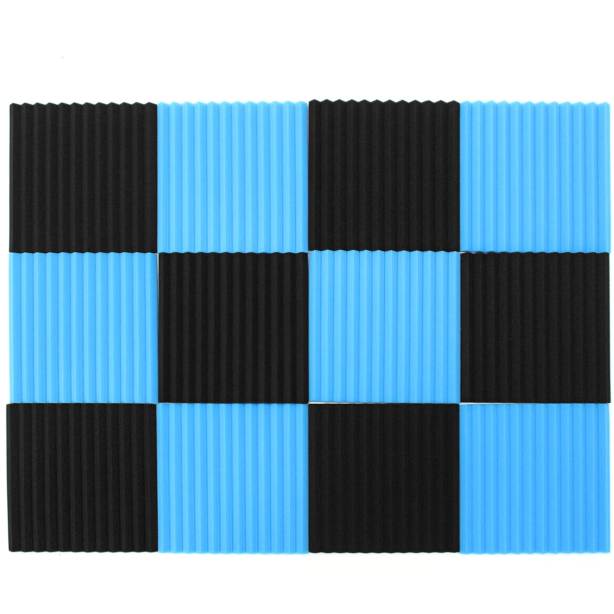12x черный и синий акустическая обработка звукоизоляция пена караоке-студия комната звукопоглощение стены клиновые плитки пенополиуретан