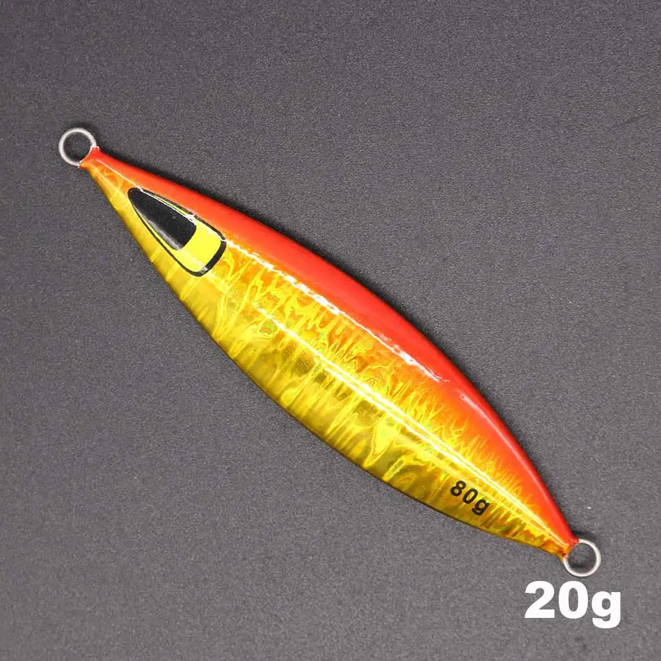 Casfun медленный джиг 20 г 40 г 60 г 80 г джигггинг приманка металлические приспособления приманка для соленой воды жесткая приманка для рыбалки - Цвет: B 20g