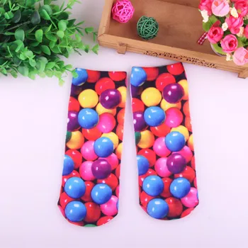 

3D Printed Socks Casual Rainbow color Women Unisex New Cute Low Cut Ankle Socks Gift 4 pairs/lot