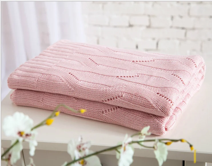 Подарок Скандинавское уютное офисное домашнее покрывало бамбуковое волокно трикотажное покрывало ковер 120*180 см/180*200 см - Цвет: Розовый