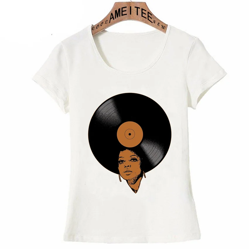new summer fashion women t shirt afro vinyl print t shirt music lovers