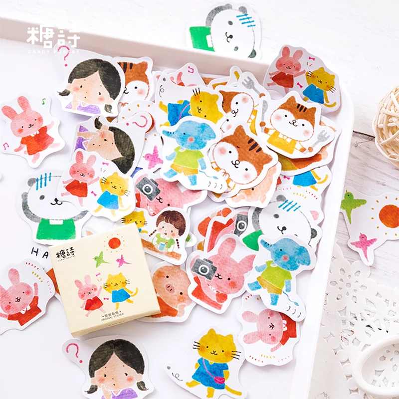 

45 Pcs/Lot Cute animal friends decorat paper sticker decoration stickers DIY for craft diary scrapbooking planner label sticker