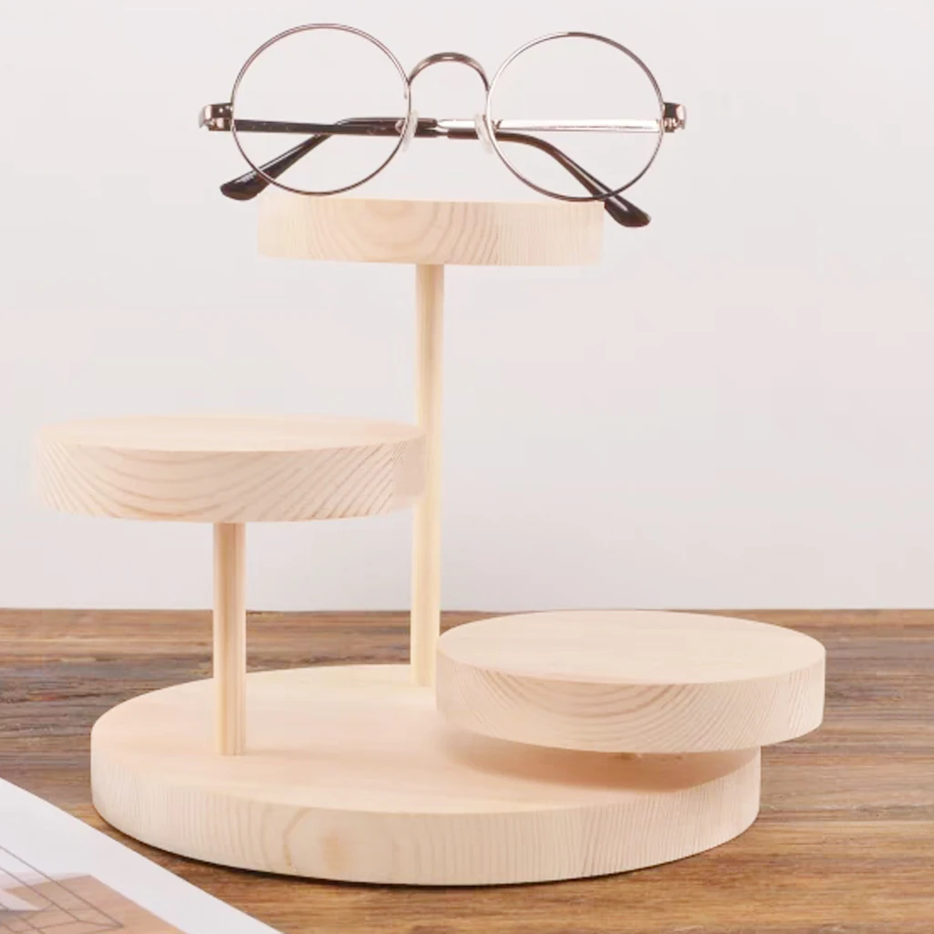 Natural Wood Sunglasses Eyeglasses Rack Display Stand Glasses Holder Organizer Home Office Desk Decor Tool