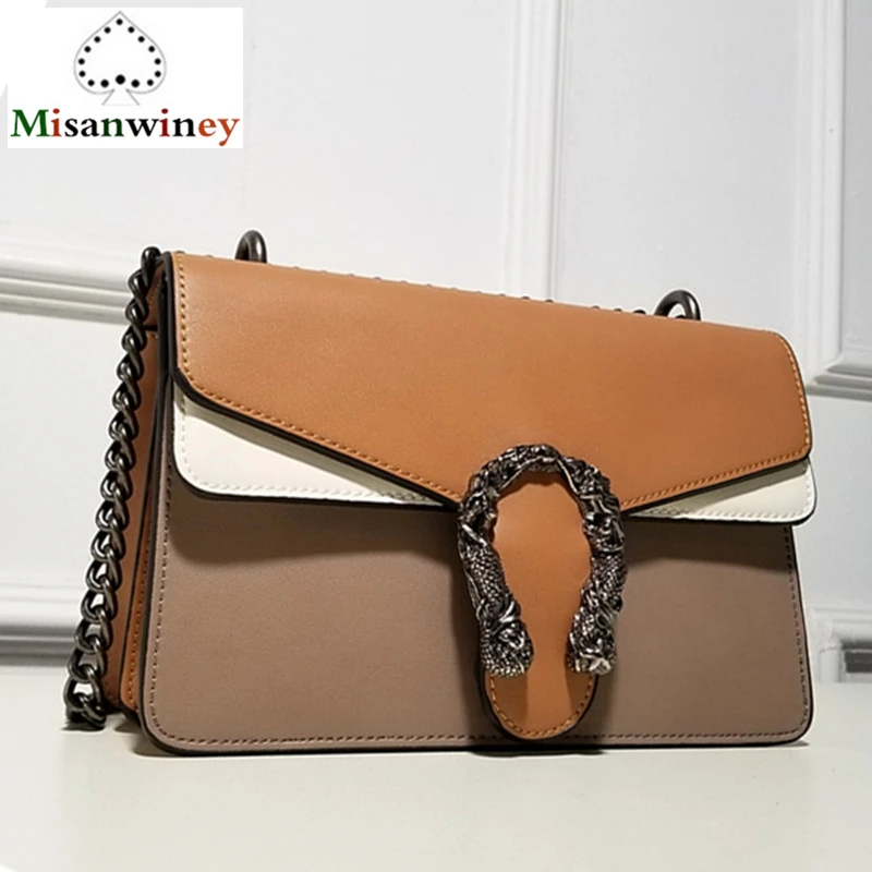 

Best Quality Fashion Chain Casual Shoulder Bag Messenger Bags Retro Hit Color Leather Women Bag\Handbag Lady Flap Motorcycle Bag