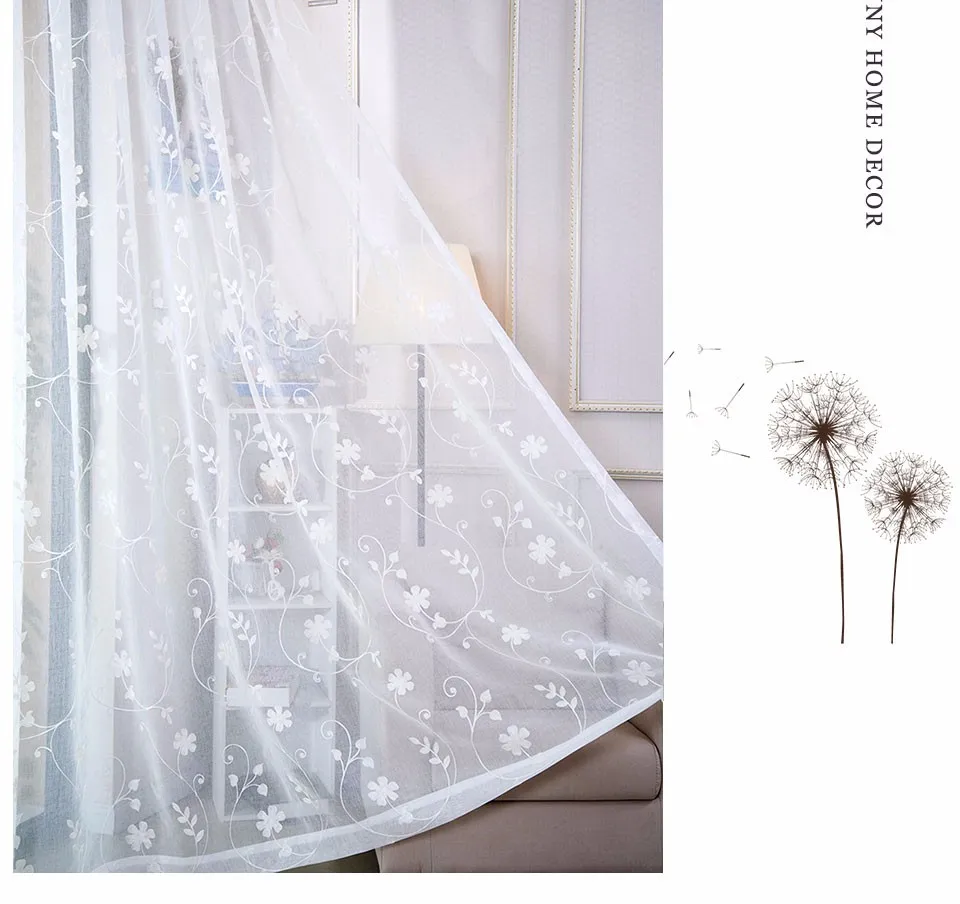 Korean White Embroidered Voile Curtains For Bedroom Window Curtain Living Room Sheer Curtains White Blinds Custom Made5
