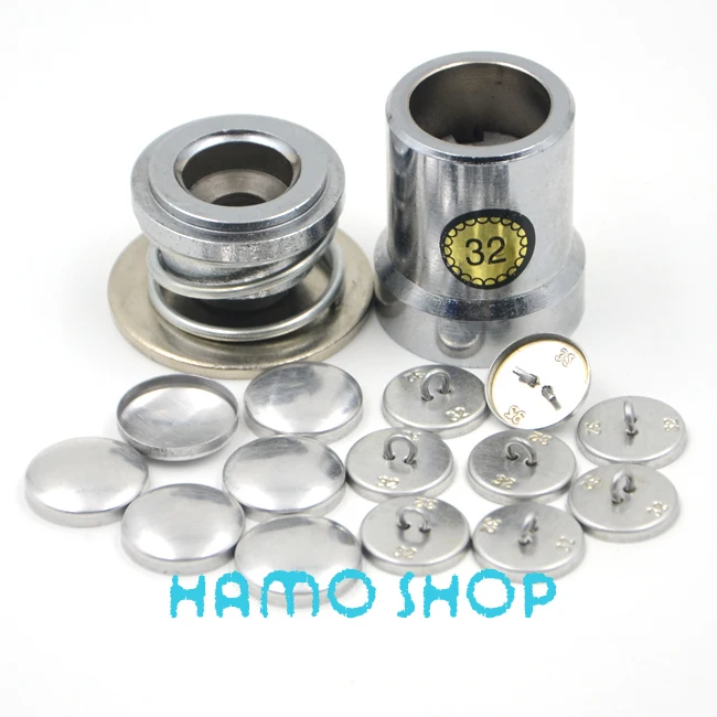 

50Set/lot #32 Round Fabric Aluminum Covered Cloth Button With One Tool Metal Jewelry Accessories For Handmade DIY Free Shipping