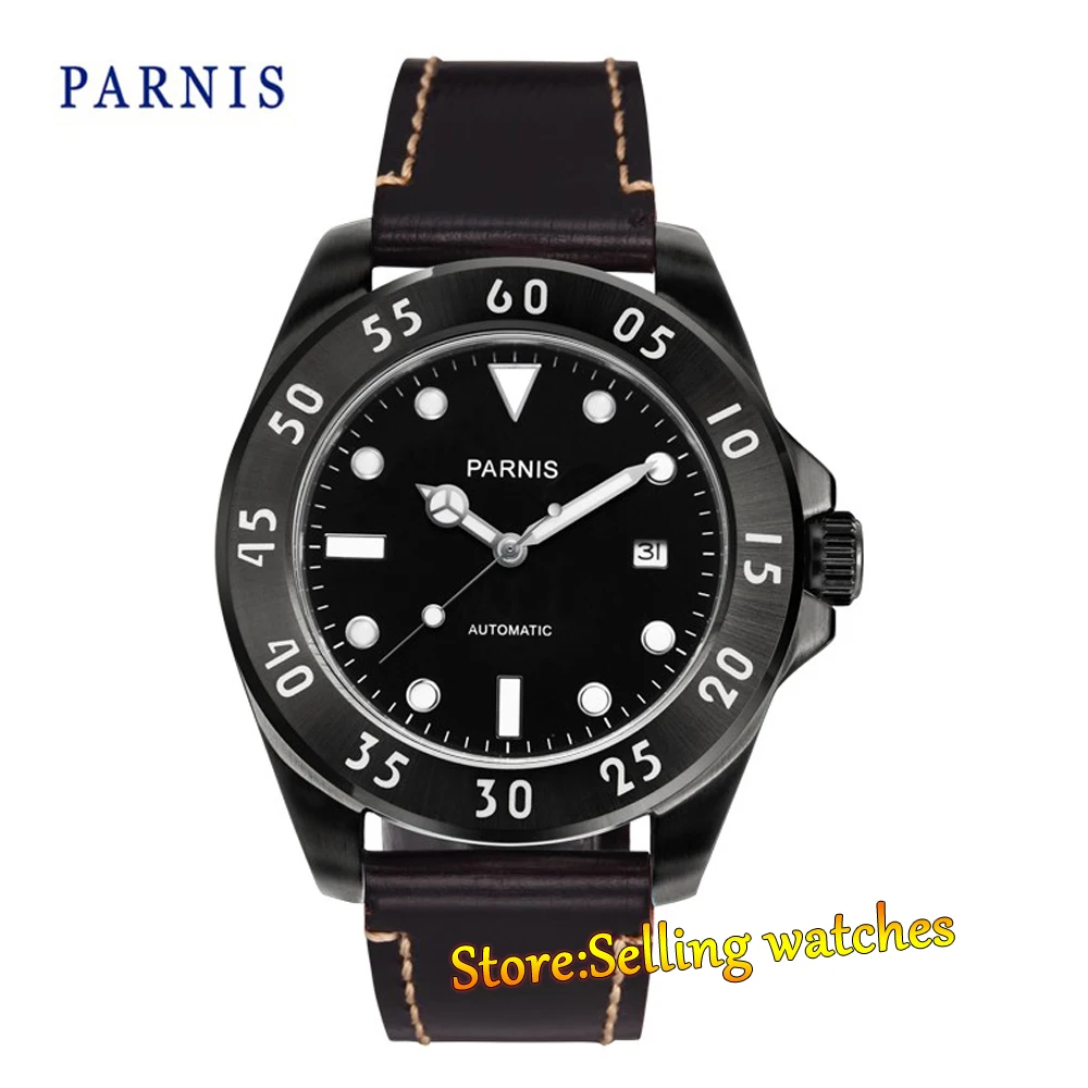 

Parnis 43mm mechanical steel MIYOTA automatic sapphire Mens Bezel Watch