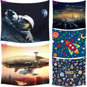 Comwarm будущее Технология разведка мультфильм шаблон гобелен пляж бросить Коврик для йоги настенный гобелен Современный домашний декор Craft - изображение