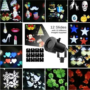 

Xmas Decorative Projector Lights Outdoor Laser Led Christmas Landscape Lighting Waterproof 12 Slides for Halloween Wedding Party