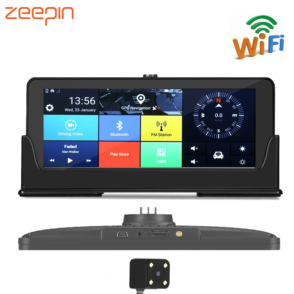 ZEEPIN 682 Android Dash Cam gps навигация 7 дюймов Большой экран 4G/3G WiFi Bluetooth FHD 1080P камера заднего вида рекордер вождения