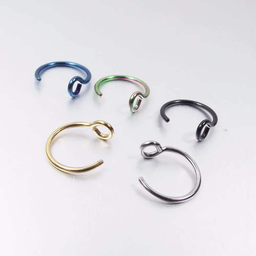 

1 Piece U Shape Hoop Nose Ring Stainless Steel Titanium Plated Circular Piercing Ear Clip Body Jewelry 20G