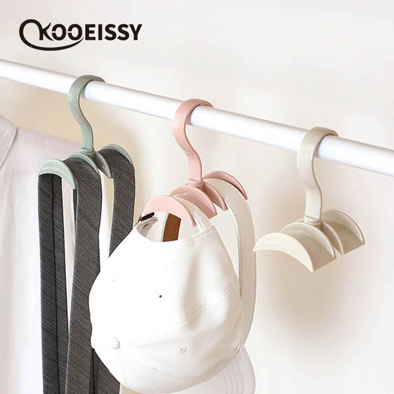 Creative Rotated Storage Rack Bag Hanger Without Punch Clothes Plastic Tie Coat Closet Wardrobe Organizer | Дом и сад