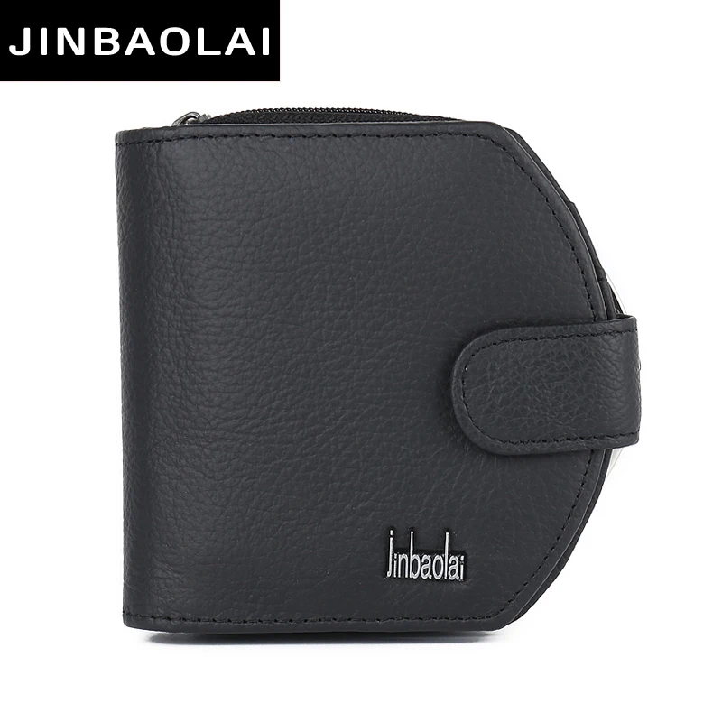 

JINBAOLAI New Fashion Female wallet Bag 3 Fold Genuine Leather Women Wallet Button Coin Pocket Female Clutch Zipper Wallet purse