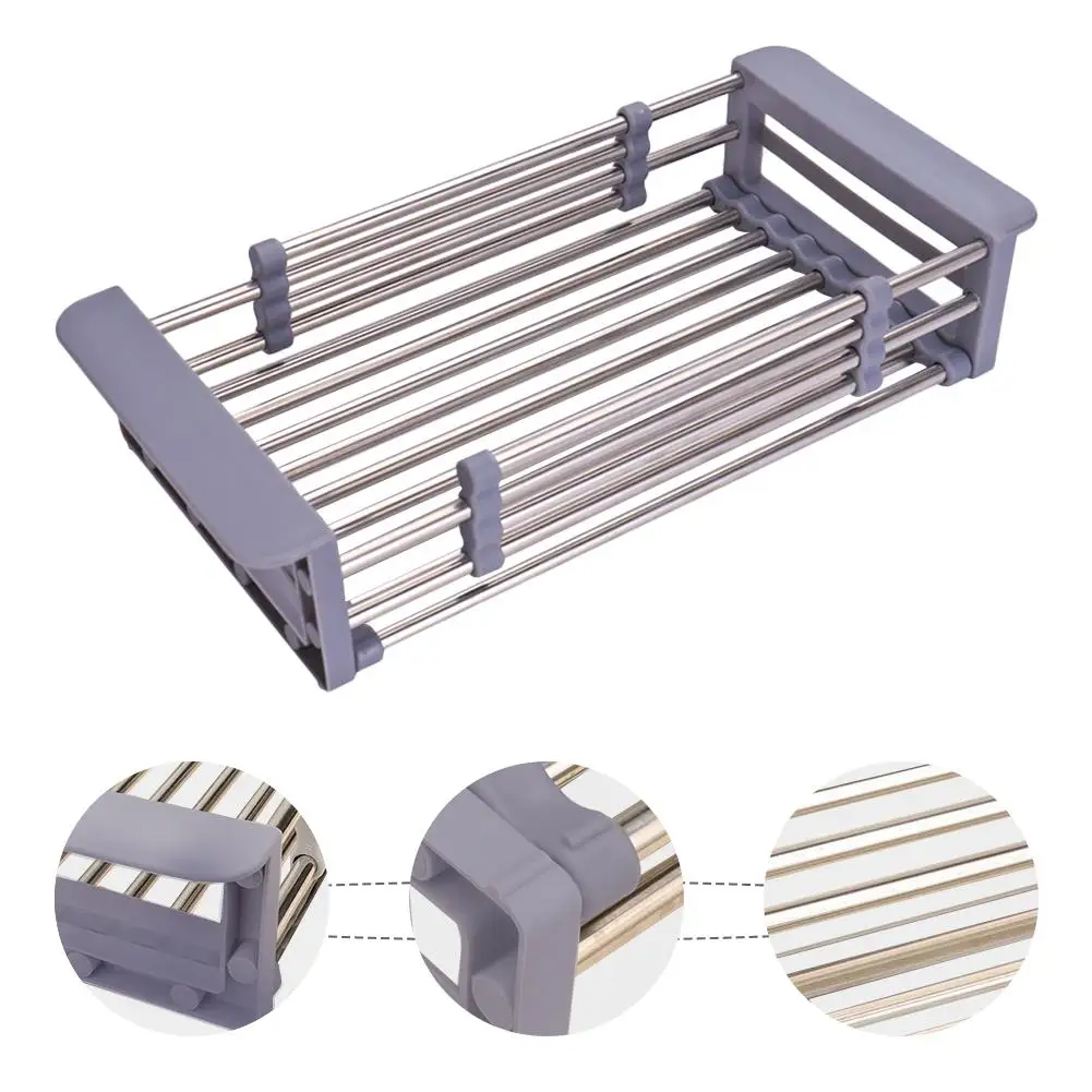 

Expandable Dish Drying Rack Dish Drainer Holder Stainless Steel Storage Rack Multipurpose Organizer Cutlery Tray for Kitchen 20E