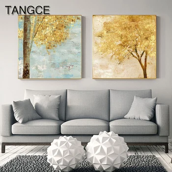 

Golden Tree Autumn Scenery Canvas Painting Modern Print and Poster Fashion Wall Pictures for Living Room Bedroom Abstract Decor