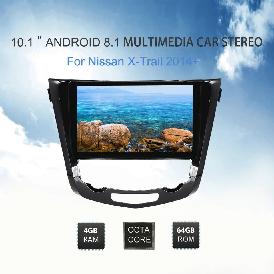 Discount 10.1" 4GB&64GB DSP Music Touch Screen GPS Navi Wifi Bluetooth For Nissan X-Trail 2014+ Rear Camera OBD Video Out Car Radio 0