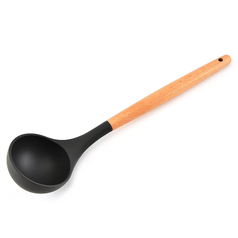 8 Piece Silicone Cooking Utensils Set Silicone Spatula Slotted Turner Soup Spoon Ladle Kitchen Cooking Tool Set With Wood Handle (1)