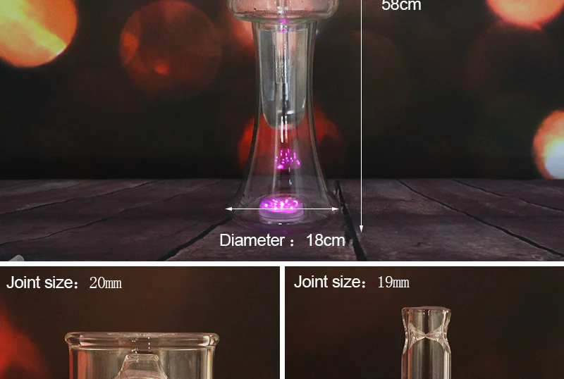 Glawaer Грибная форма большой стеклянный кальян силиконовый шланг светодиодный светильник база chicha narguile курительная водопроводная трубка