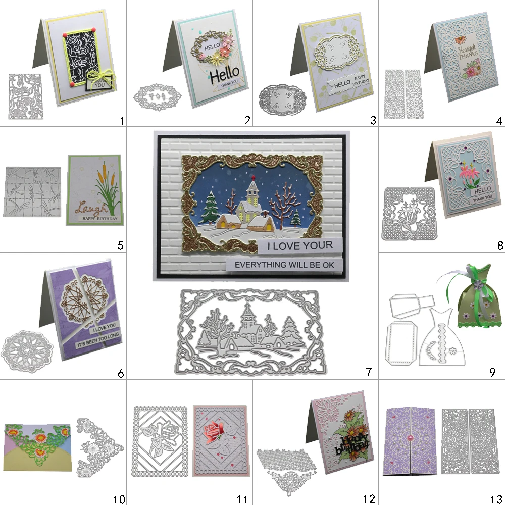 

DIY Rose Frame Cutting Dies Metal Stencil Scrapbook Album Paper Card Embossing Art Garland Oval Leaf Door Template Snow House