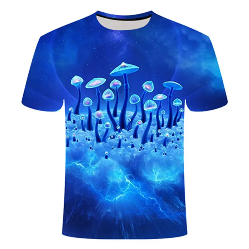 

New Mushroom 3D t shirt Men's TShirt Summer t-Shirt Casual Tops Short Sleeve tshirt Men's Street Clothing Print Blu-ray