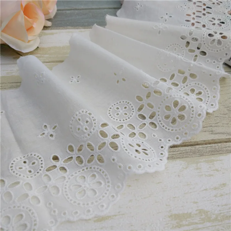 

Exquisite Cotton Cloth Hollow out Embroidery Lace Trim DIY Accessories Lace Fabric Handmade Decoration Width 14cm 3Yds/lot