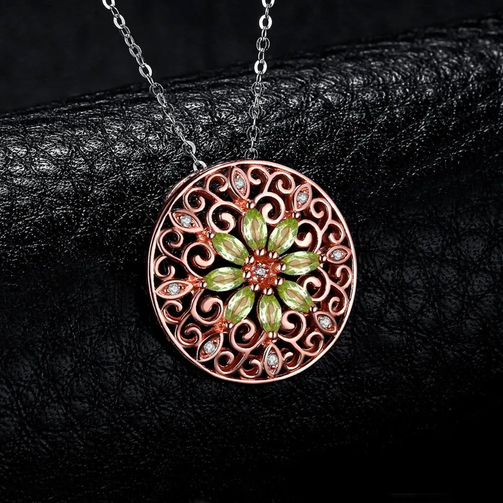 Jдворца натуральный кулон из перидота ожерелье из стерлингового серебра 925 пробы розовое золото драгоценные камни колье эффектн