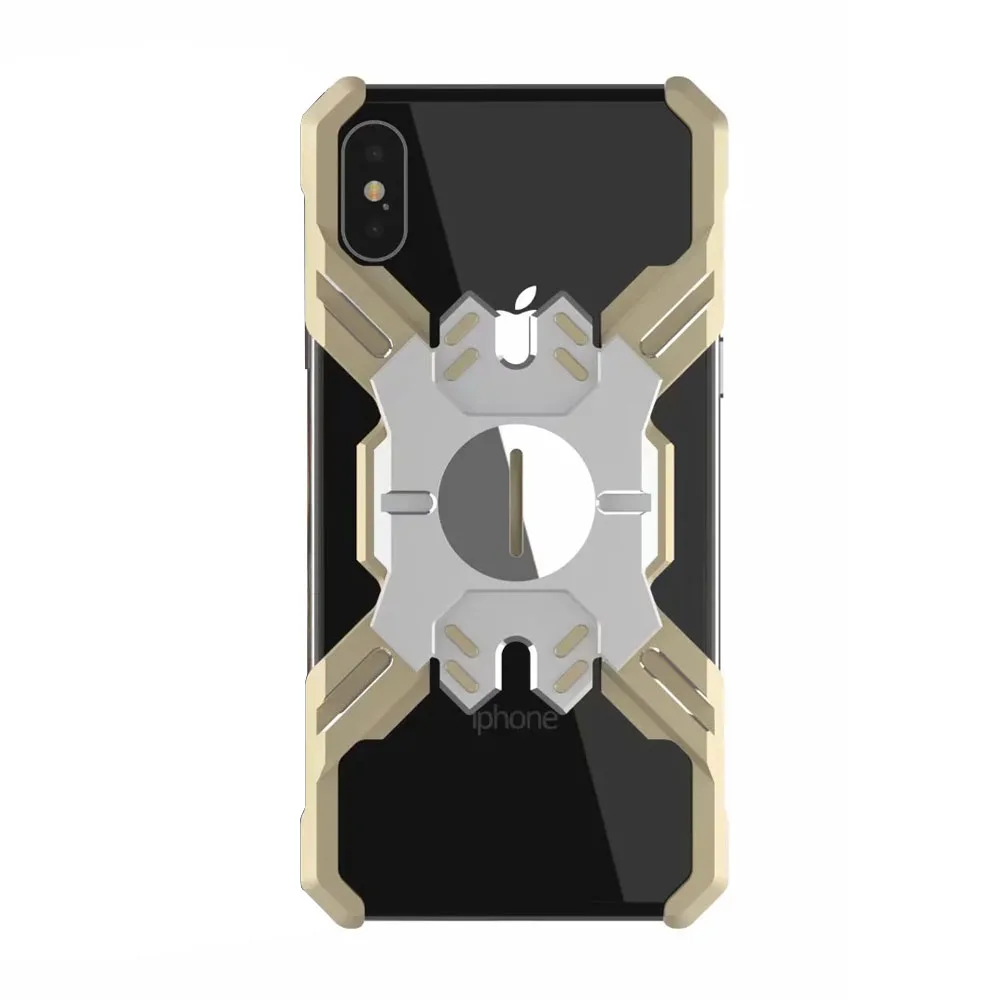 Для iPhone XS MAX XR X Чехол панцири тяжелый металл алюминий рамки Hero противоударный чехол для телефона для 7 8 6 S принципиально - Цвет: Gold Silver