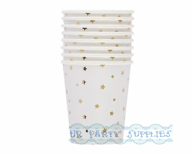 

Wedding Party Favor 16pcs Gold/SIlver Stars Paper Party Cups Tea Party Paper Cups Christmas New Year Shining Star Party Supplies