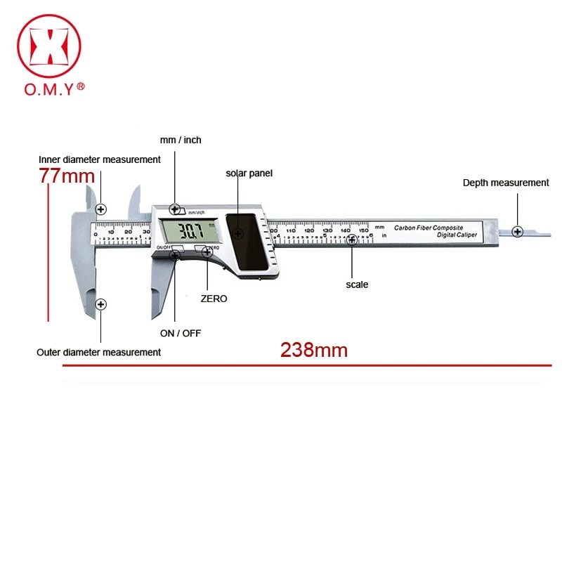 0-150 мм 6 inch Солнечная Батарея цифровой штангенциркуль с нониусом, штангенциркуль ЖК-дисплей, Верньер, микрометр, измерительный инструмент