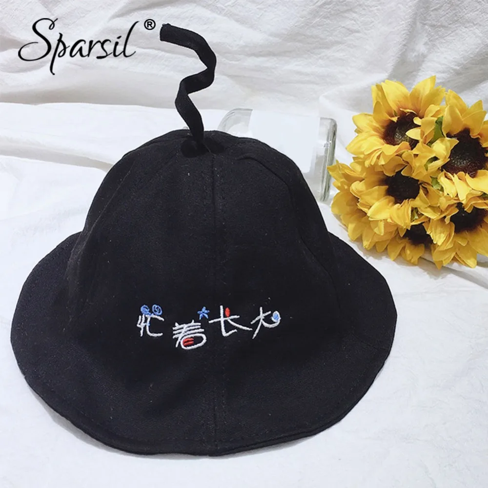 Sparsil детское ведро шляпы милые буквы кепки с вышивкой От 1 до 3 лет мальчиков и девочек весна сплошной цвет шляпа от солнца с эластичной веревкой