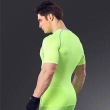 Hombres Activo Shirts Muscle Fit Camiseta Para Hombre Camisa de Compresión Medias Fitness Camiseta Culturismo Elástica Camisetas Hombre
