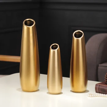 

NEW Gold /Silvery ceramic vase Dry flower vases Furnishings Home Crafts Bottle wedding gifts floreros de decoration accessories
