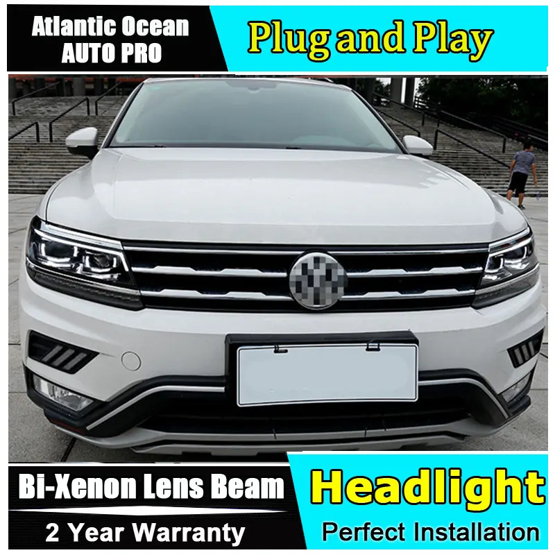 Авто часть стиль светодиодный головной фонарь для VW Tiguan 2017 2018 drl H7 hid Биксеноновые