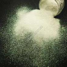 0,2 мм ногтей разноцветный порошок белого цвета с зеленым светом устойчив к растворителям Тонкий мерцающий порошок для дизайна ногтей лак и украшения