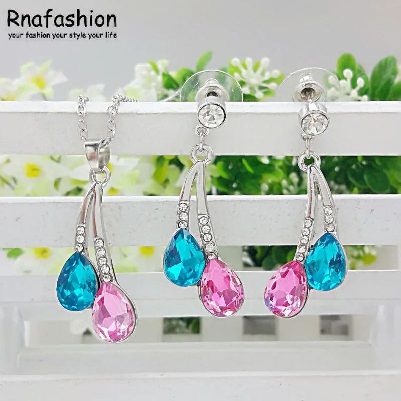 

2015 Accessories Wholesale New Jewelry KC WHITE drops Crystal Necklace + Dangle Earrings Jewelry Sets 302