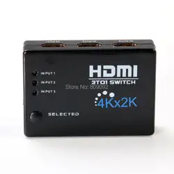 3in 1out 4 К * 2 К hdmi-переключатель-концентратор Splitter Switcher адаптер HD для HDTV + ИК-пульт дистанционного