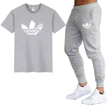 New LOGO brand Men Sets T Shirt Mens Cotton T Shirts+Pants Summer Skateboard Casual Sets  Boy Skate Tracksuit Gyms Fitness Sets