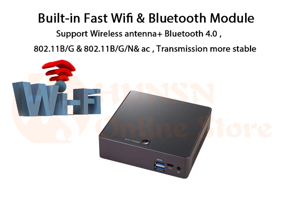 Fanless Mini PC I5 8250U I7 8550U HUNSN BA02 (08)