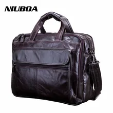 NIUBOA Nueva Moda Hombres Del Bolso 100% piel de Vaca Natural de Cuero Genuino Hombro Bolsa de Mensajero Paquete del Bolso Causal Masculino Maletín Portátil