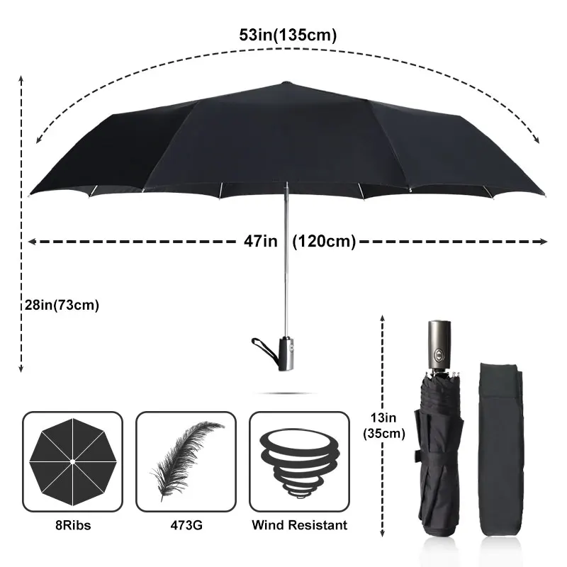 Зонт для мужчин, дождя и женщин, качественный бренд, большой, 120 см, 3 складной, для гольфа, бизнес, зонт, автоматические, ветрозащитные, зонты, для путешествий, зонтик