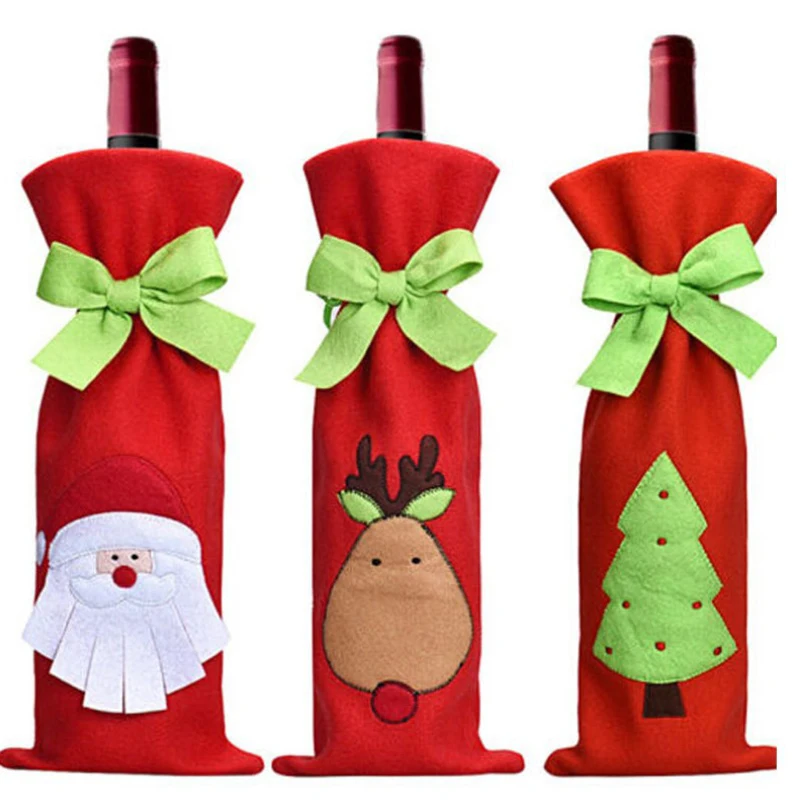 

Christmas decorations Cartoon Wine Bottle Bag Santa Claus tree elk Gift Bags Weddings Holidays Party 13x 36cm Bottle cooler