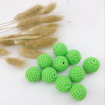 

5Pcs/20mm Baby Teether Crochet Beads Wooden Teether Infant Car Hanging Baby Stroller Accessories Pacifier Clip Timber Best Gift