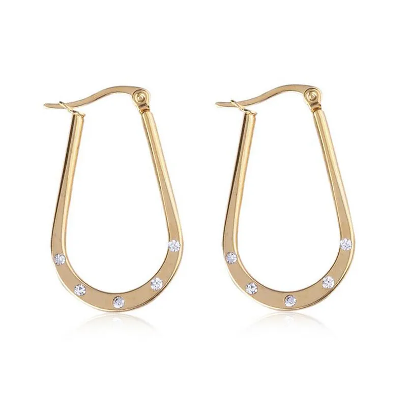 Personality Horseshoe Shaped Stainless Steel Hoop Earrings Hoop