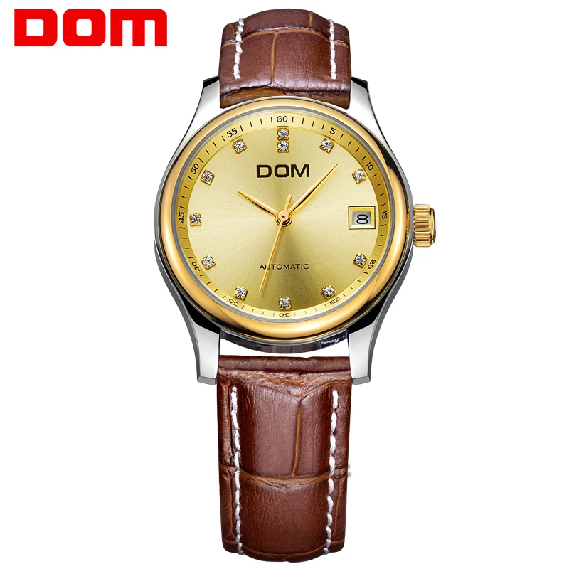 

DOM Wristwatch Men Luxury Business Mechanical Gold Watch Waterproof Leather Simple Automatic Watch Men Relogio Masculino M-95